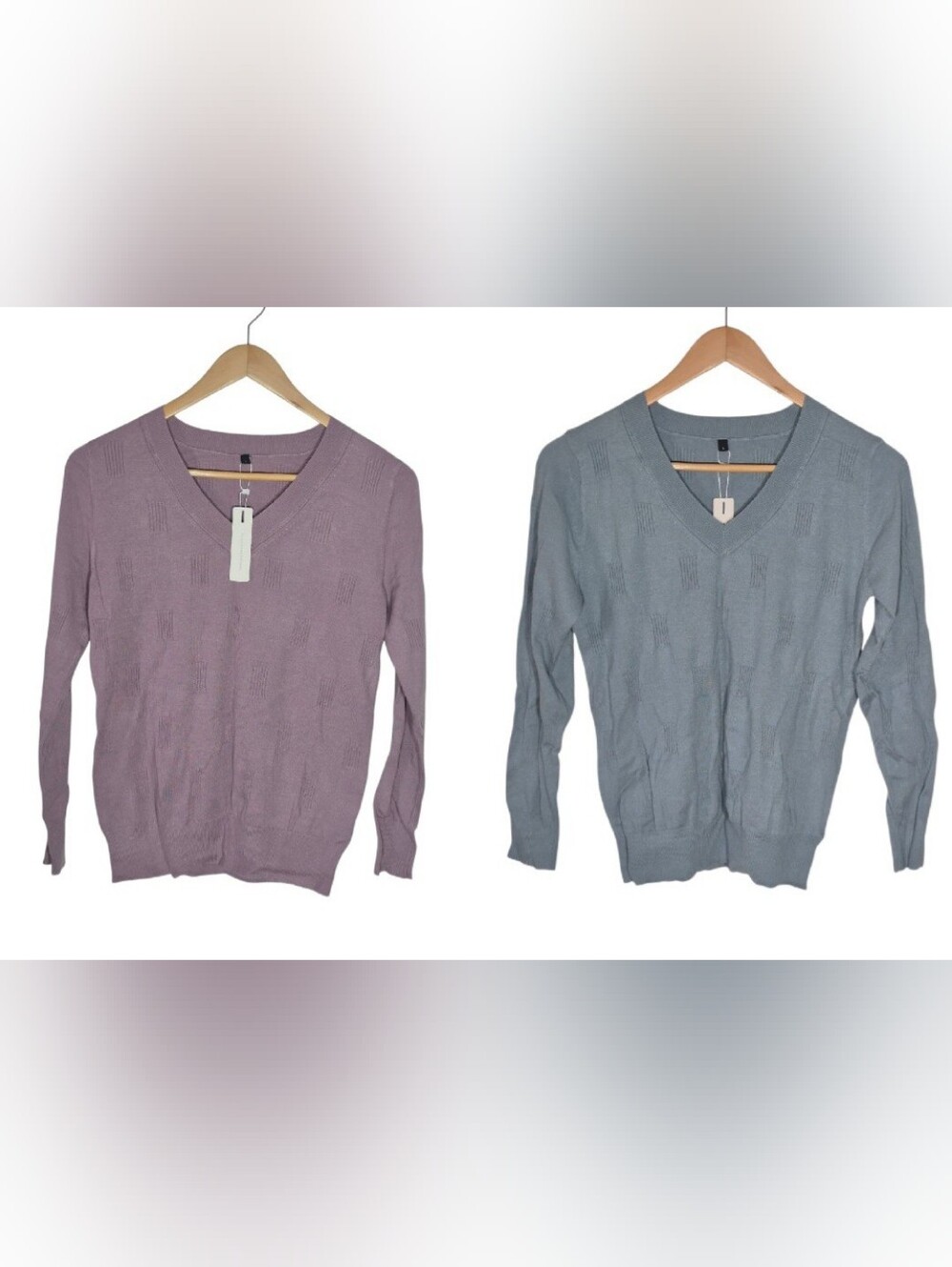 Arach & Cloz V Neck Sweaters Dusty Rose Mauve Teal Large Textured NEW Lot Of 2